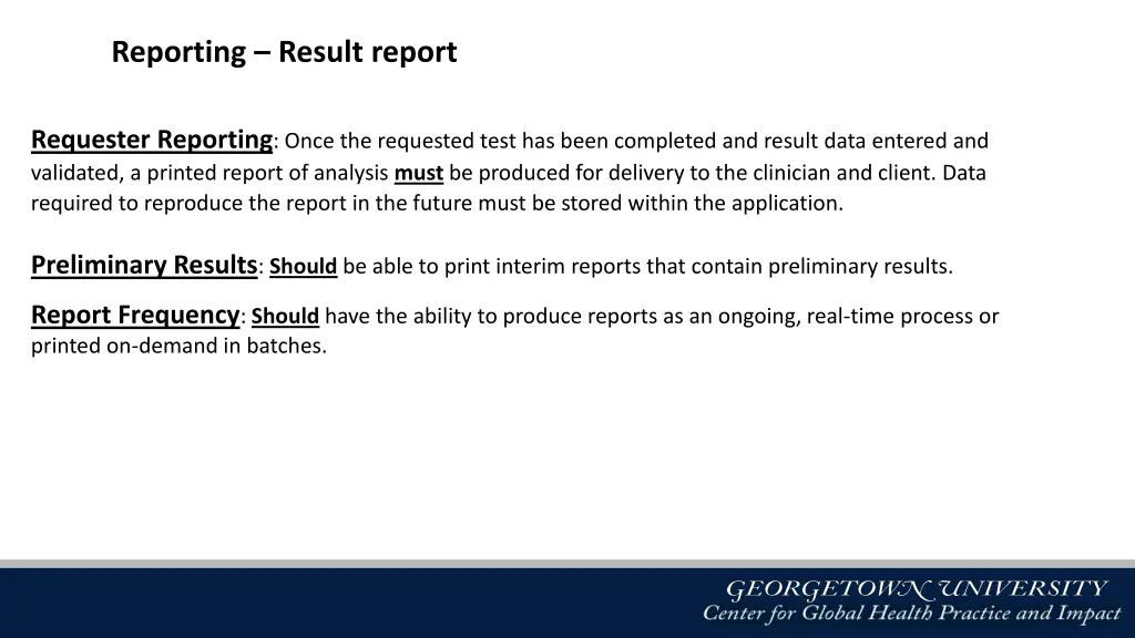 reporting result report