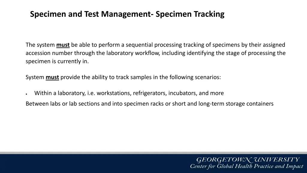 specimen and test management specimen tracking