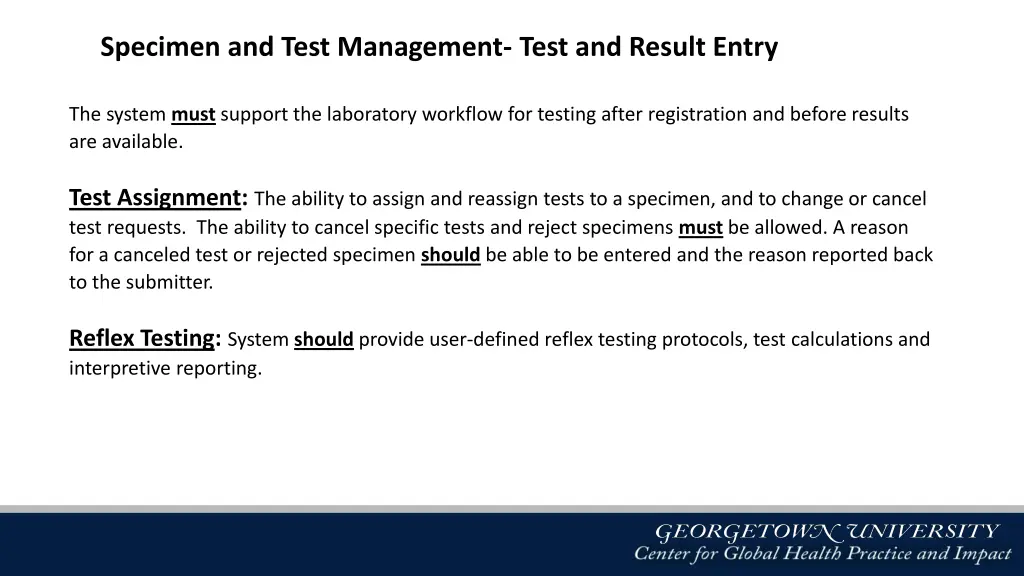 specimen and test management test and result entry