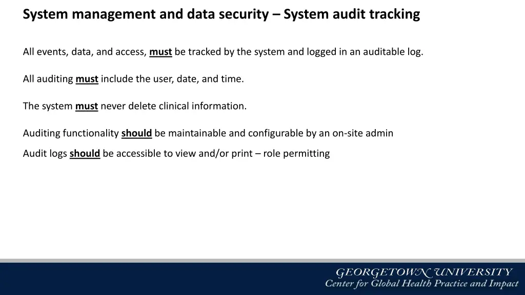 system management and data security system audit