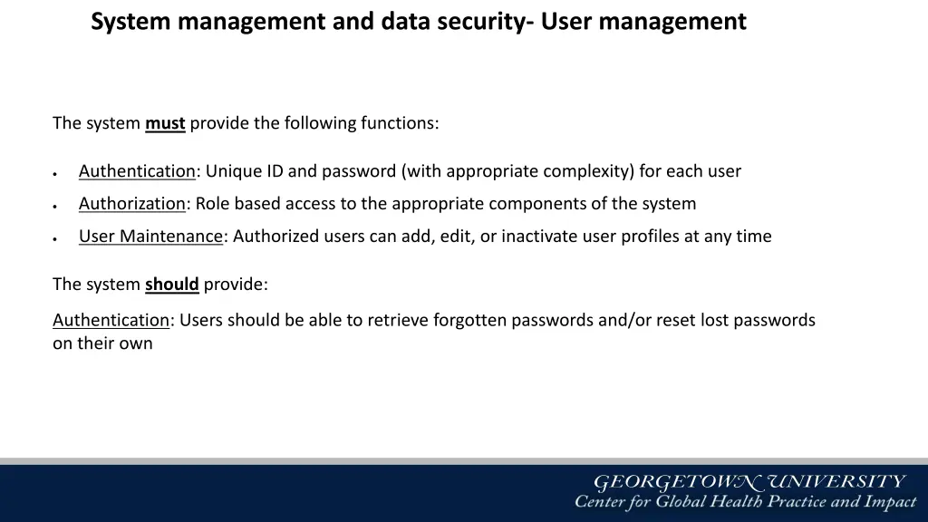 system management and data security user