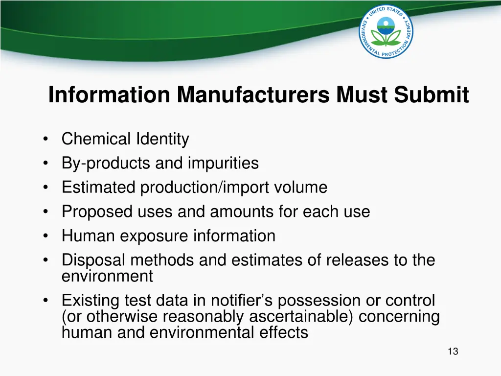information manufacturers must submit