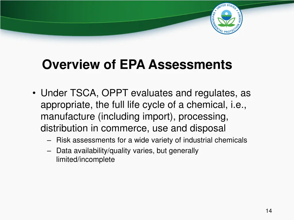 overview of epa assessments