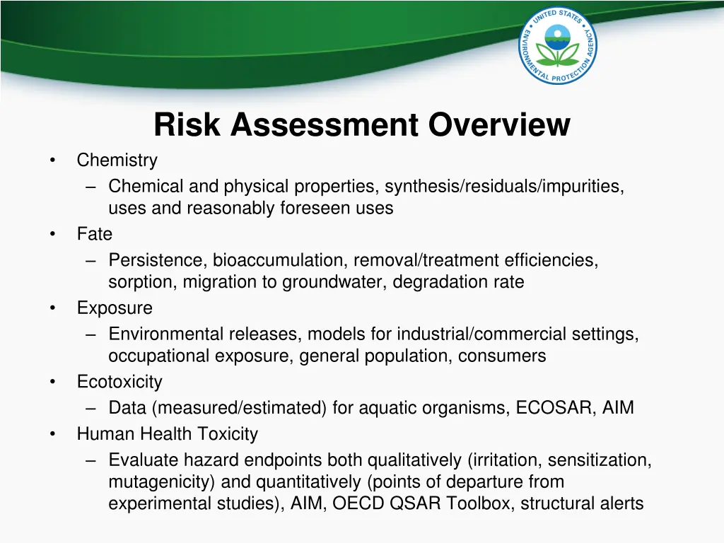 risk assessment overview chemistry chemical