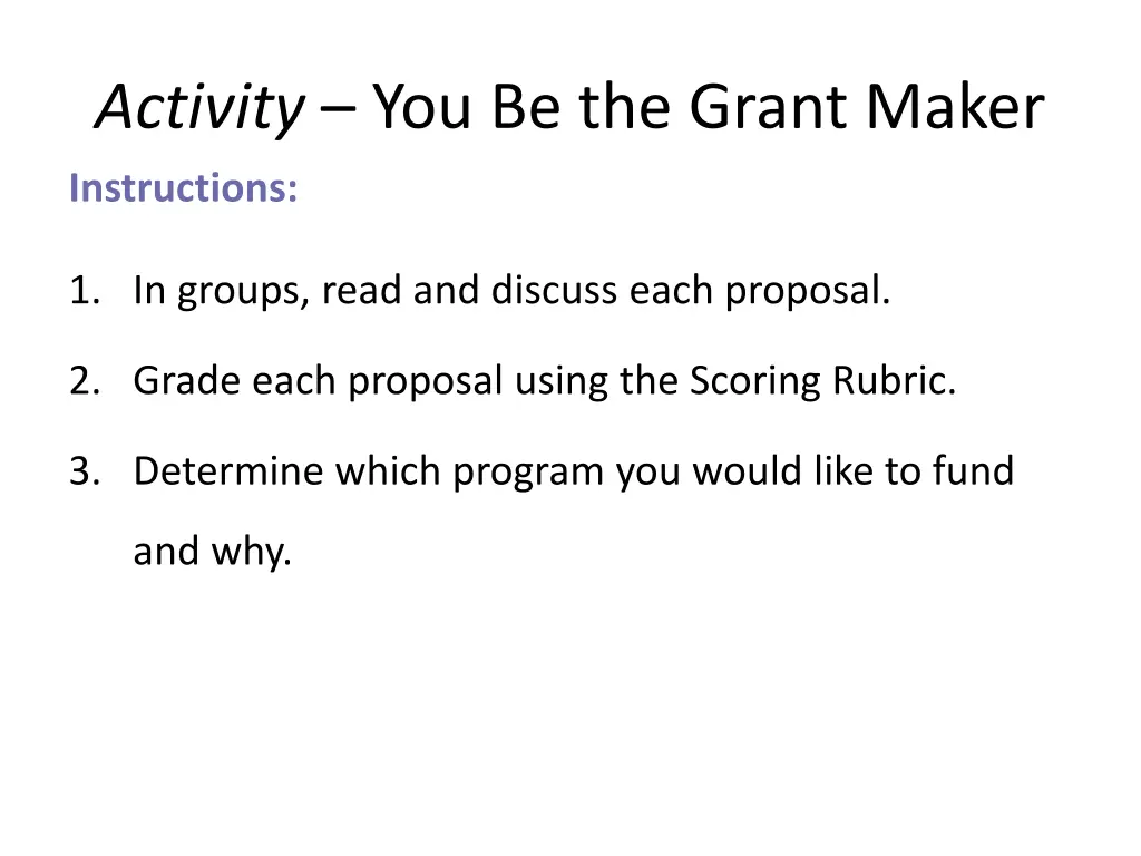 activity you be the grant maker 1