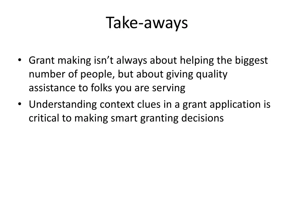 take aways