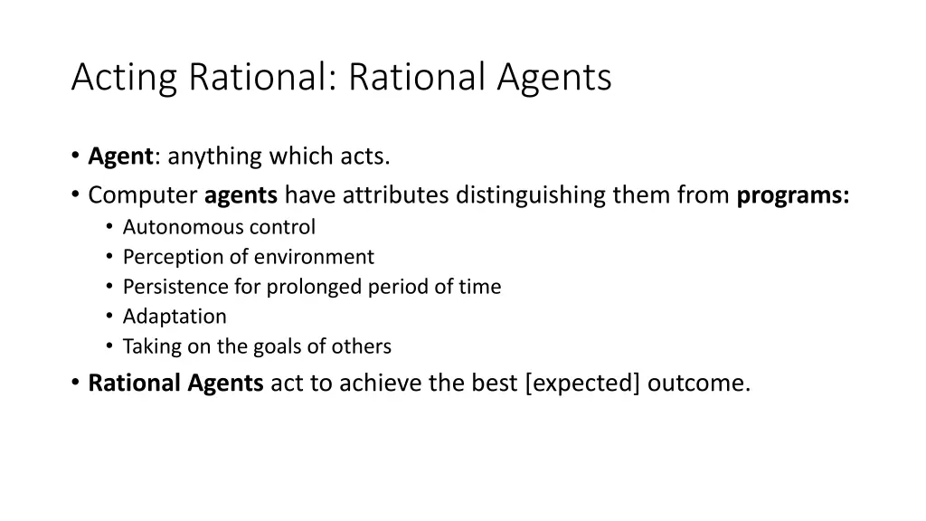 acting rational rational agents
