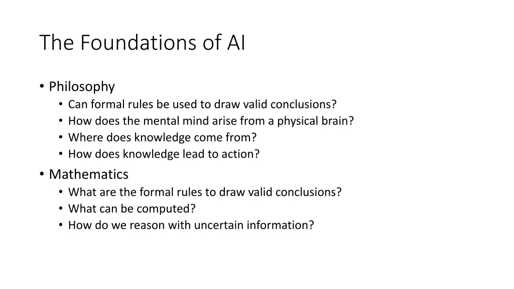 the foundations of ai