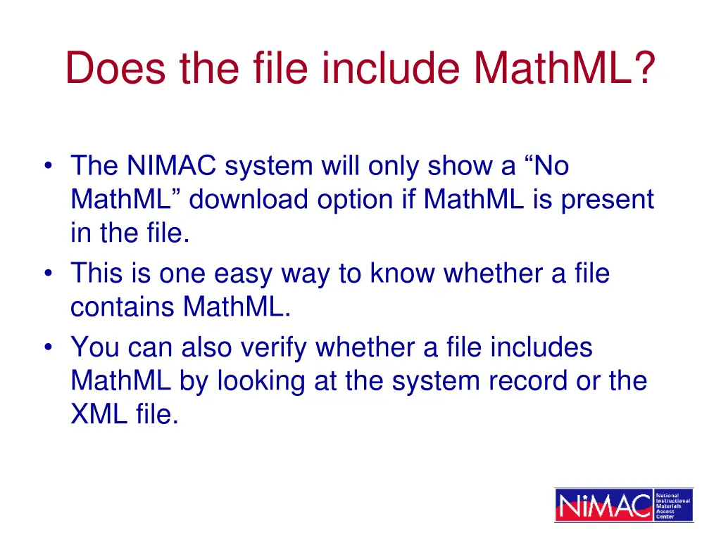 does the file include mathml