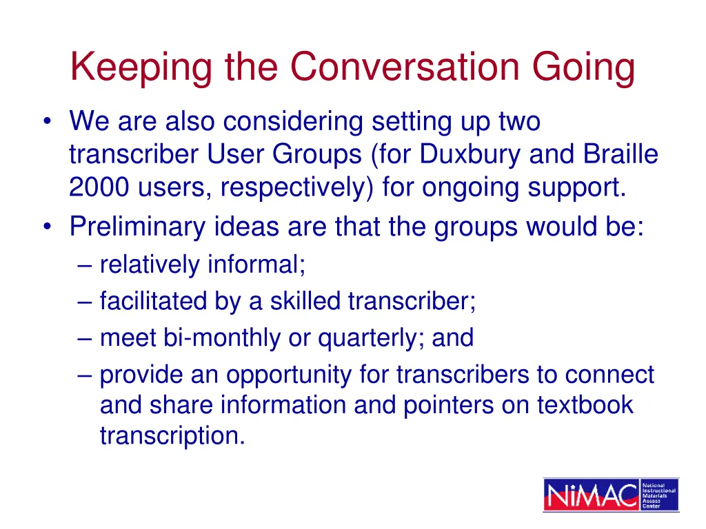 keeping the conversation going