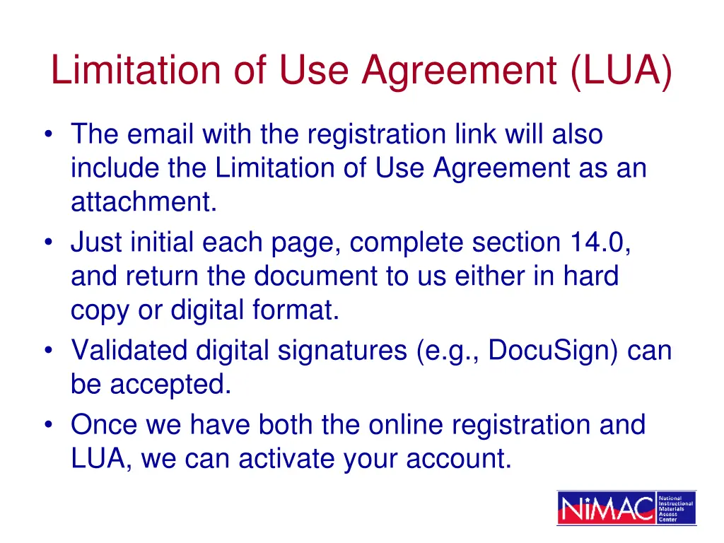 limitation of use agreement lua