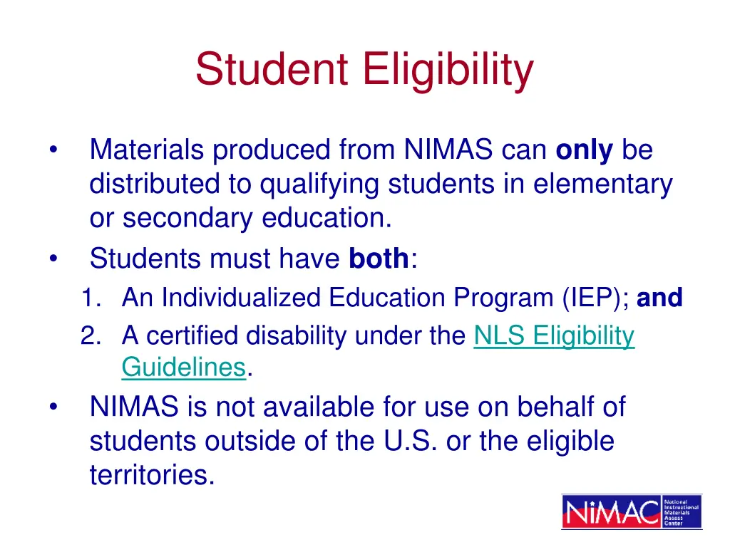 student eligibility
