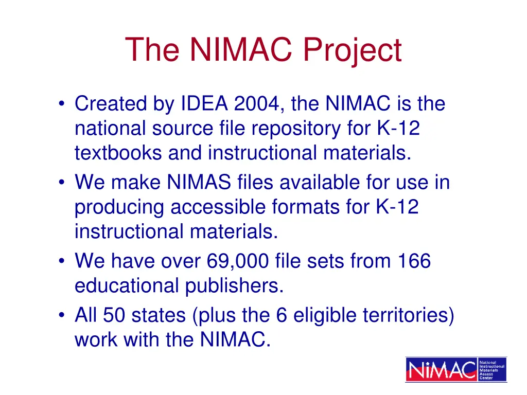the nimac project