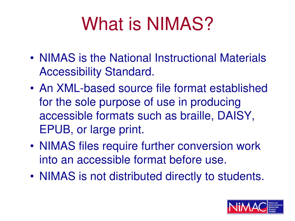 what is nimas