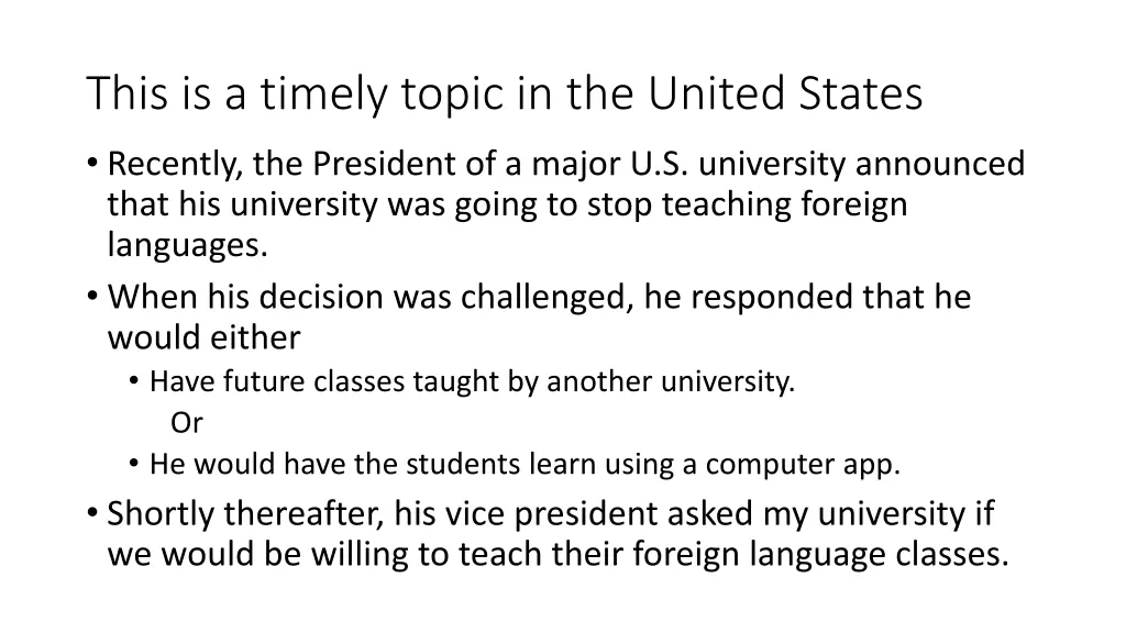 this is a timely topic in the united states