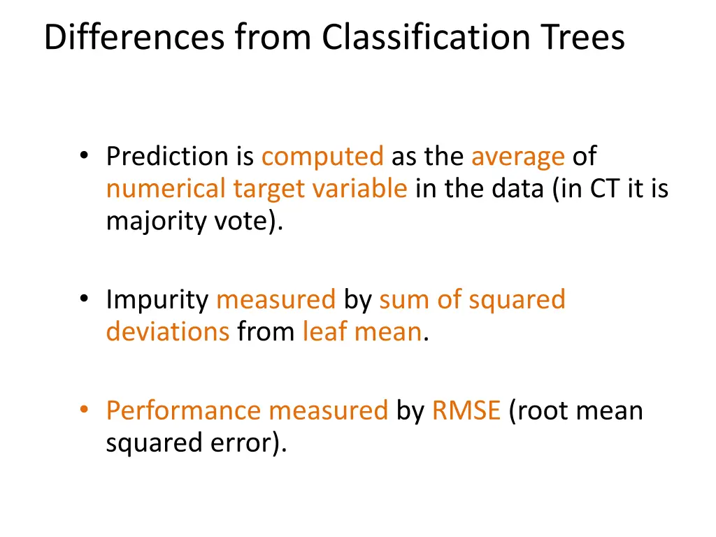differences from classification trees