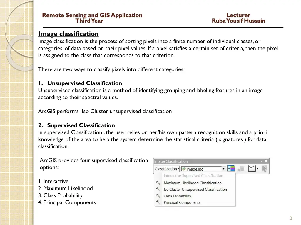 remote sensing and gis application lecturer third