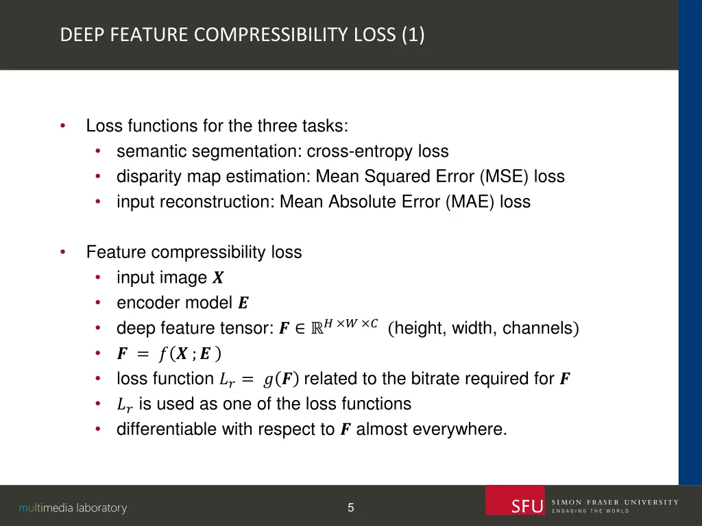 deep feature compressibility loss 1
