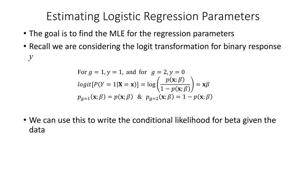 estimating logistic regression parameters