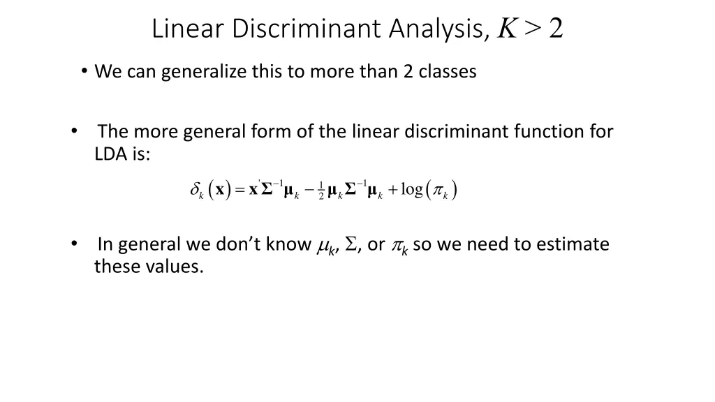 linear discriminant analysis k 2