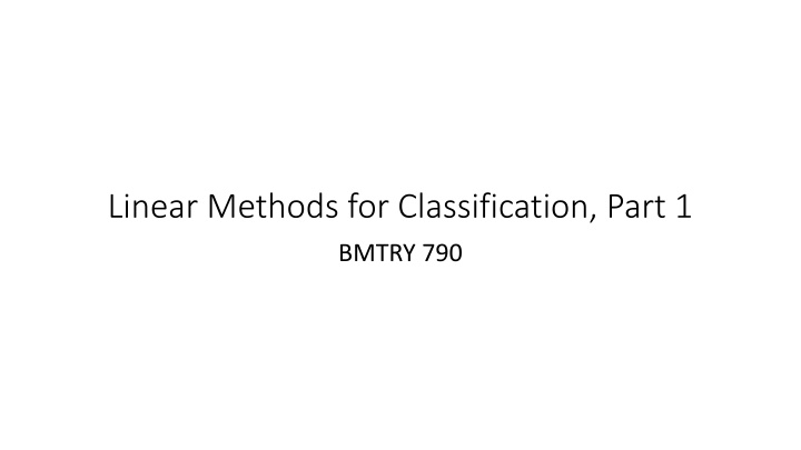 linear methods for classification part 1