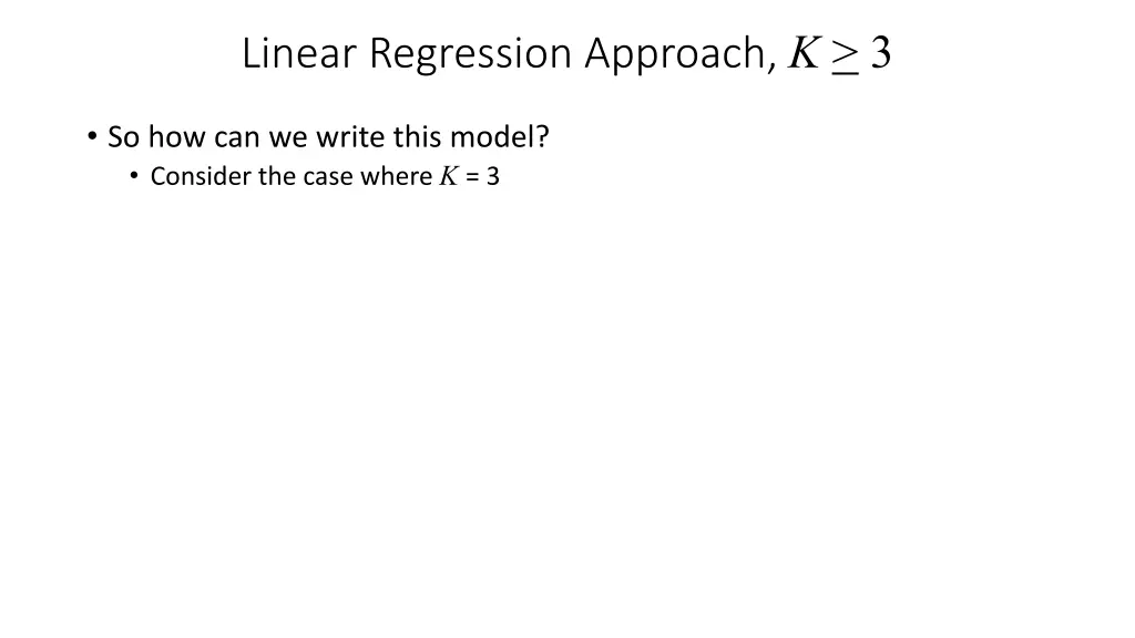 linear regression approach k 3 1