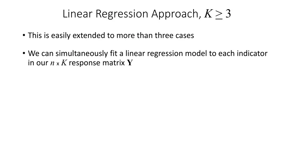 linear regression approach k 3 4