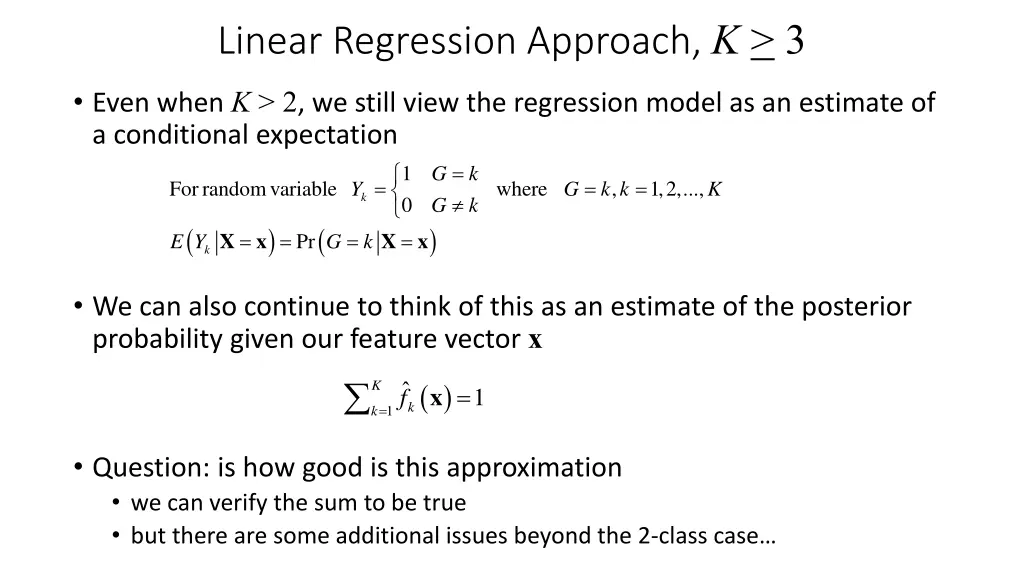 linear regression approach k 3 6