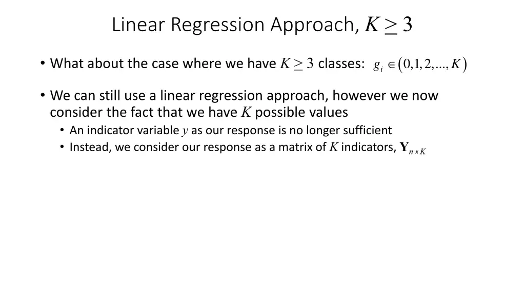 linear regression approach k 3