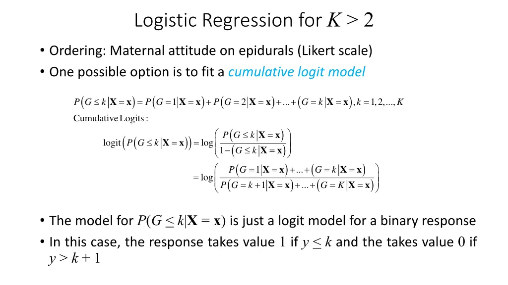 logistic regression for k 2 5
