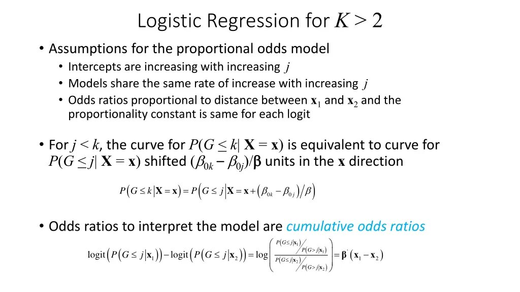 logistic regression for k 2 assumptions