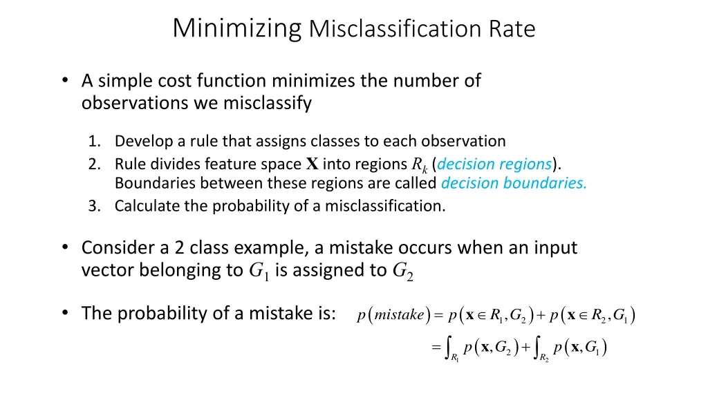 minimizing misclassification rate