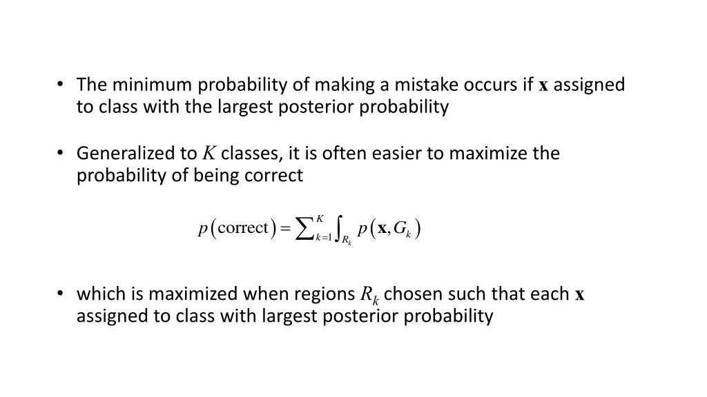 the minimum probability of making a mistake