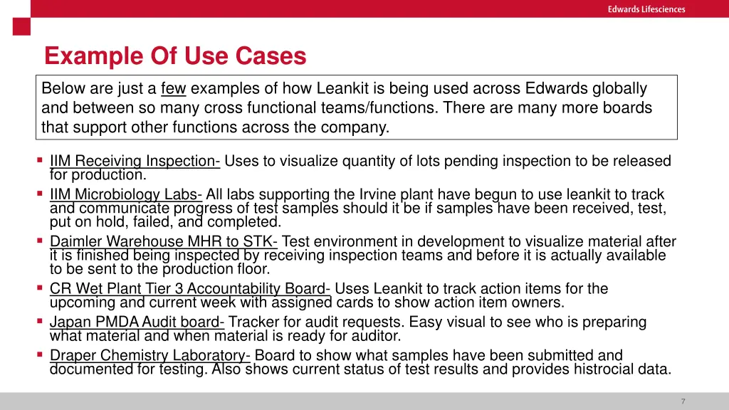 example of use cases