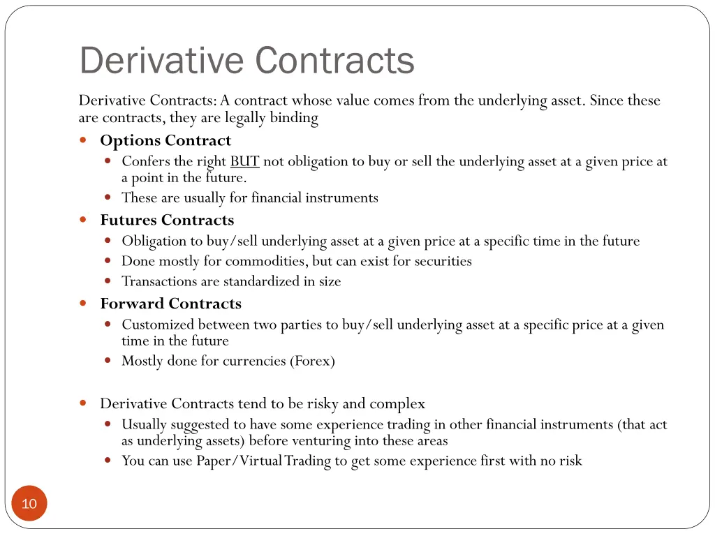 derivative contracts derivative contracts