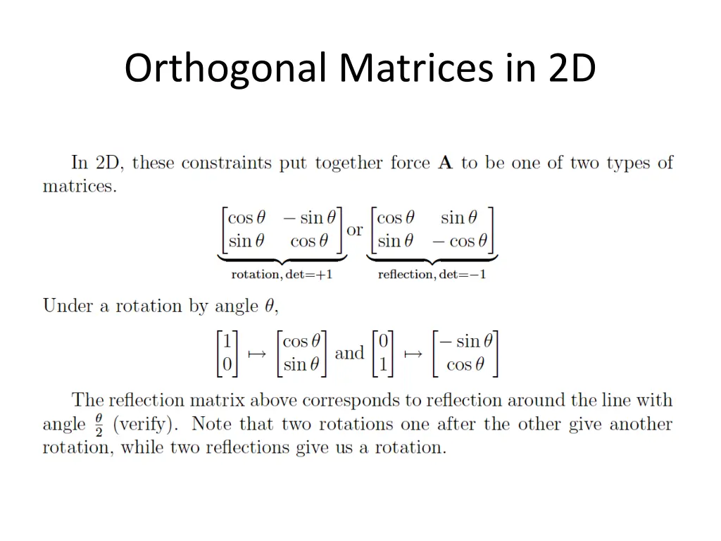 orthogonal matrices in 2d