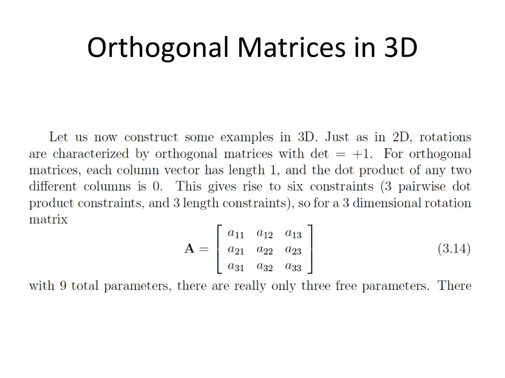 orthogonal matrices in 3d