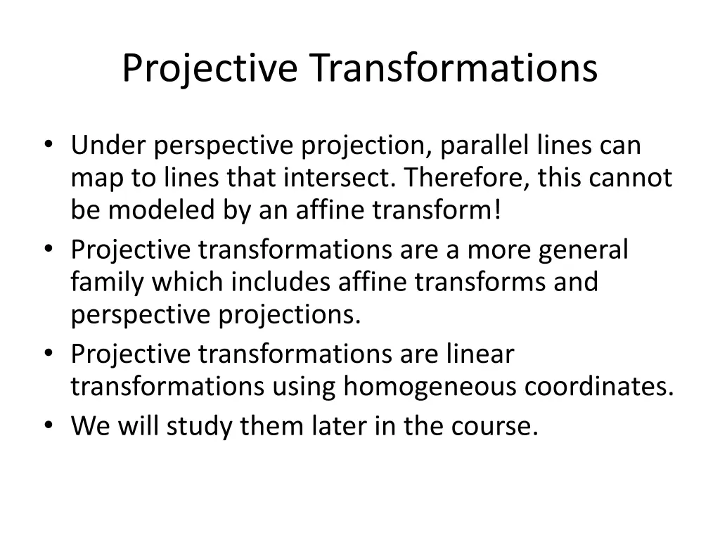 projective transformations