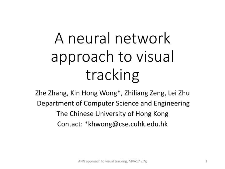 a neural network approach to visual tracking