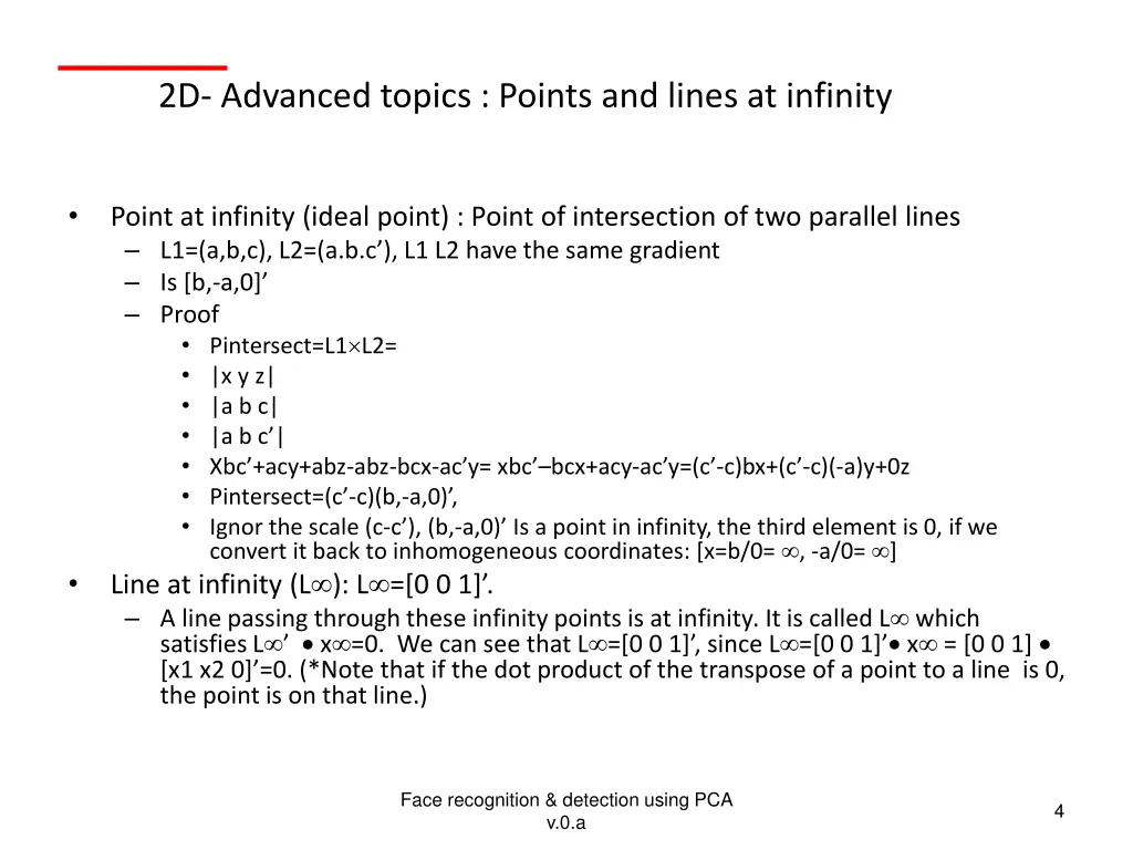 2d advanced topics points and lines at infinity