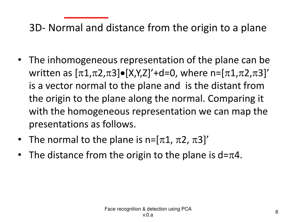 3d normal and distance from the origin to a plane