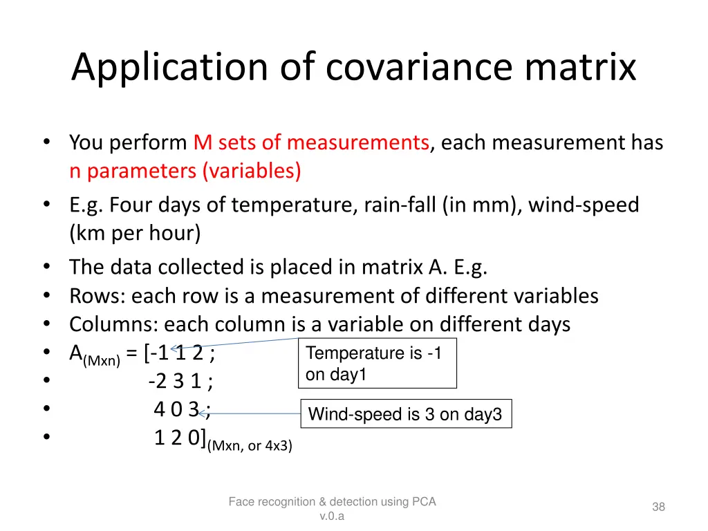 application of covariance matrix