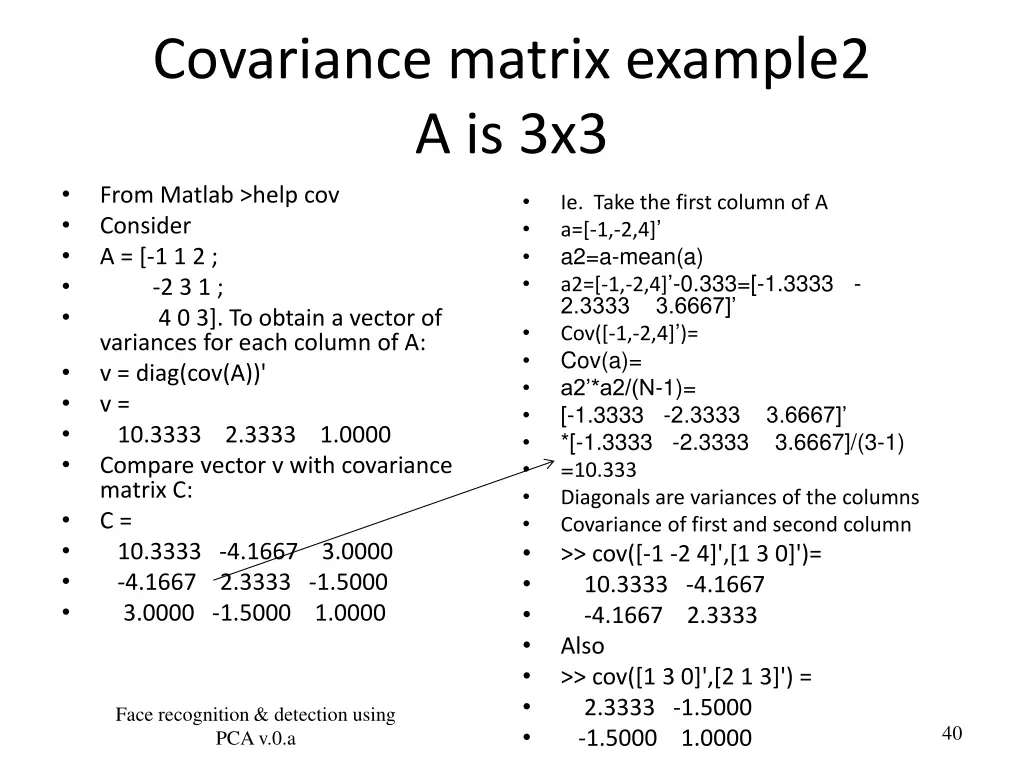 covariance matrix example2 a is 3x3
