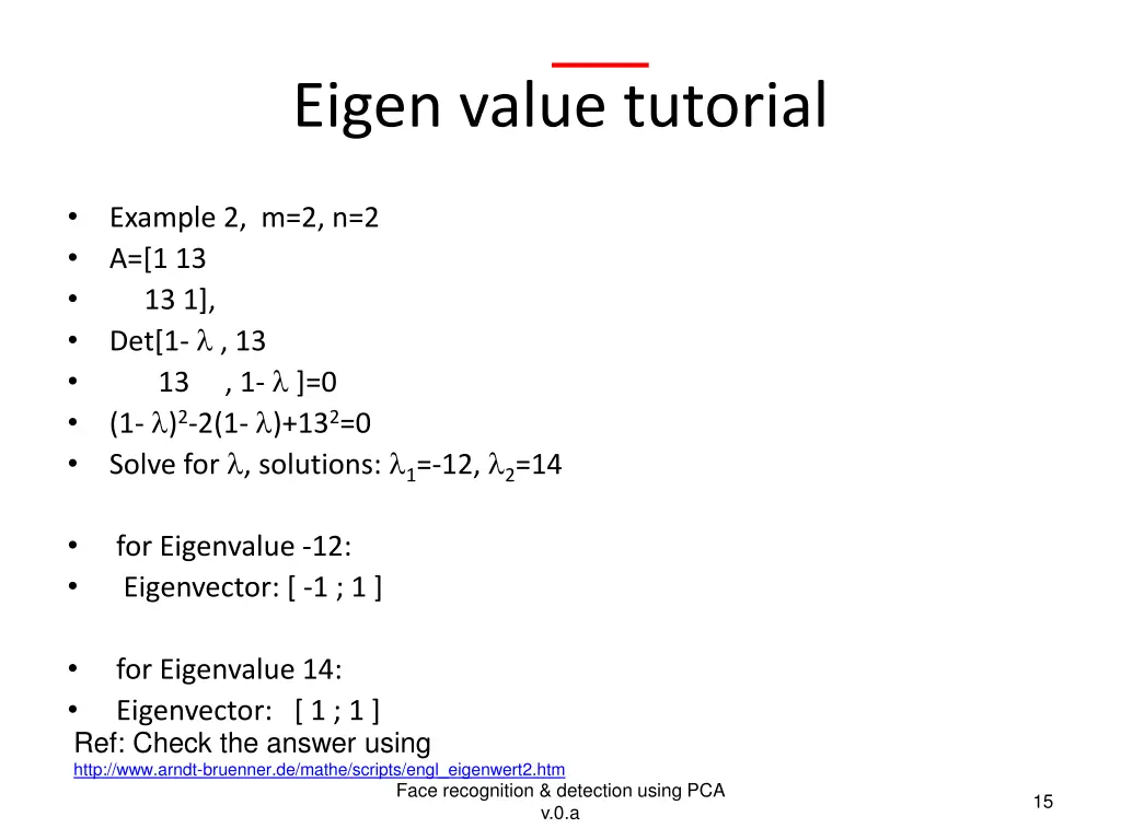 eigen value tutorial