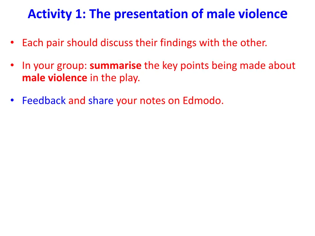 activity 1 the presentation of male violenc e