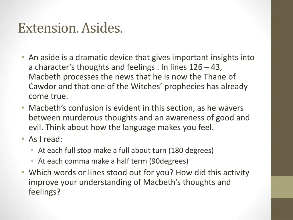 extension asides