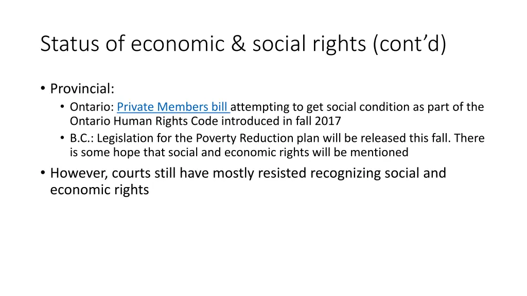 status of economic social rights cont d