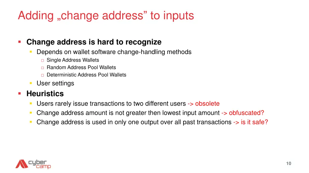 adding change address to inputs