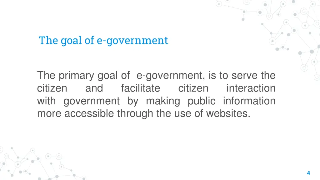 the goal of e government