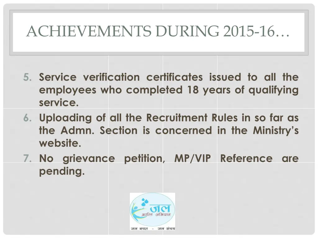 achievements during 2015 16 1
